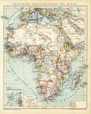 Politische Übersichtskarte von Afrika historische Landkarte Lithographie ca. 1904
