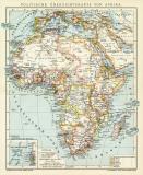 Politische Übersichtskarte von Afrika historische Landkarte Lithographie ca. 1906