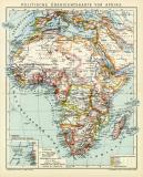 Politische Übersichtskarte von Afrika historische Landkarte Lithographie ca. 1912