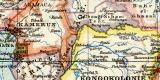 Politische Übersichtskarte von Afrika historische Landkarte Lithographie ca. 1912