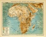 Physikalische Karte von Afrika historische Landkarte Lithographie ca. 1905