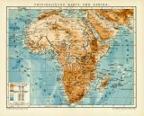 Physikalische Karte von Afrika historische Landkarte Lithographie ca. 1910