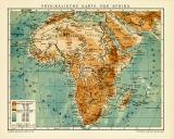 Physikalische Karte von Afrika historische Landkarte Lithographie ca. 1912
