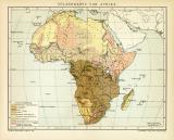 Völkerkarte von Afrika historische Landkarte Lithographie ca. 1904