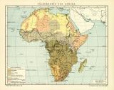 Völkerkarte von Afrika historische Landkarte Lithographie ca. 1912