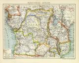 Äquatorial - Afrika historische Landkarte Lithographie ca. 1901