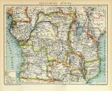 Äquatorial - Afrika historische Landkarte Lithographie ca. 1908