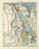 Ägypten historische Landkarte Lithographie ca. 1906