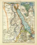Ägypten historische Landkarte Lithographie ca. 1909
