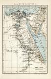 Das alte Ägypten I. - II. Theben historische Landkarte Lithographie ca. 1901