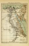 Das alte Ägypten I. - II. Theben historische Landkarte Lithographie ca. 1905