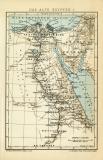 Das alte Ägypten I. - II. Theben historische Landkarte Lithographie ca. 1906