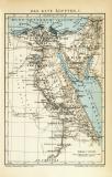 Das alte Ägypten I. - II. Theben historische Landkarte Lithographie ca. 1908