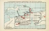 Alexandrien im ersten Jahrhundert vor und nach Christus II. im 3. - 5. Jahrhundert nach Christus historischer Stadtplan Karte Lithographie ca. 1908