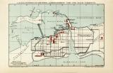 Alexandrien im ersten Jahrhundert vor und nach Christus II. im 3. - 5. Jahrhundert nach Christus historischer Stadtplan Karte Lithographie ca. 1911