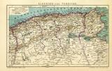 Algerien und Tunesien historische Landkarte Lithographie ca. 1905