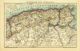Algerien und Tunesien historische Landkarte Lithographie ca. 1907