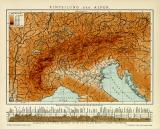 Einteilung der Alpen historische Landkarte Lithographie ca. 1912