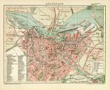 Amsterdam historischer Stadtplan Karte Lithographie ca. 1904