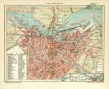 Amsterdam historischer Stadtplan Karte Lithographie ca. 1905