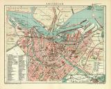 Amsterdam historischer Stadtplan Karte Lithographie ca. 1907