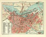 Amsterdam historischer Stadtplan Karte Lithographie ca. 1910