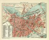 Amsterdam historischer Stadtplan Karte Lithographie ca. 1912