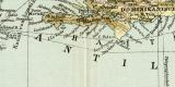 Antillen historische Landkarte Lithographie ca. 1901
