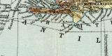 Antillen historische Landkarte Lithographie ca. 1906