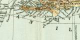 Antillen historische Landkarte Lithographie ca. 1910
