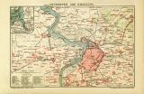 Antwerpen und Umgebung historischer Stadtplan Karte...