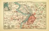 Antwerpen und Umgebung historischer Stadtplan Karte Lithographie ca. 1909