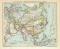 Politische Übersichtskarte von Asien historische Landkarte Lithographie ca. 1901