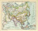 Politische Übersichtskarte von Asien historische Landkarte Lithographie ca. 1905