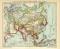 Politische Übersichtskarte von Asien historische Landkarte Lithographie ca. 1908