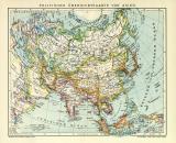 Politische Übersichtskarte von Asien historische Landkarte Lithographie ca. 1911