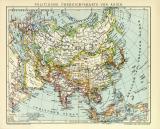 Politische Übersichtskarte von Asien historische Landkarte Lithographie ca. 1912
