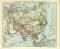 Politische Übersichtskarte von Asien historische Landkarte Lithographie ca. 1912