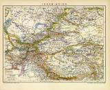 Inner - Asien historische Landkarte Lithographie ca. 1901