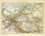Inner - Asien historische Landkarte Lithographie ca. 1907