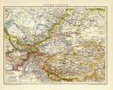 Inner - Asien historische Landkarte Lithographie ca. 1912