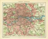 Inner - London historischer Stadtplan Karte Lithographie ca. 1907