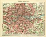 Inner - London historischer Stadtplan Karte Lithographie...