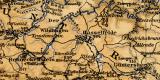Harz historische Landkarte Lithographie ca. 1907