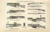 Handfeuerwaffen III.-IV. historische Bildtafel Holzstich ca. 1898
