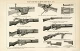 Handfeuerwaffen III.-IV. historische Bildtafel Holzstich...