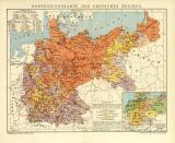 Konfessionskarte des Deutschen Reiches historische Landkarte Lithographie ca. 1907
