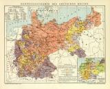Konfessionskarte des Deutschen Reiches historische Landkarte Lithographie ca. 1908