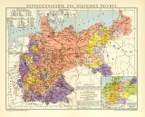 Konfessionskarte des Deutschen Reiches historische Landkarte Lithographie ca. 1909