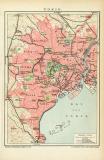 Tokio historischer Stadtplan Karte Lithographie ca. 1907